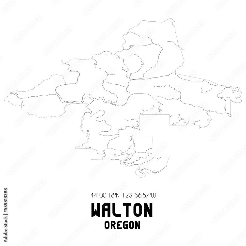 Walton Oregon. US street map with black and white lines.
