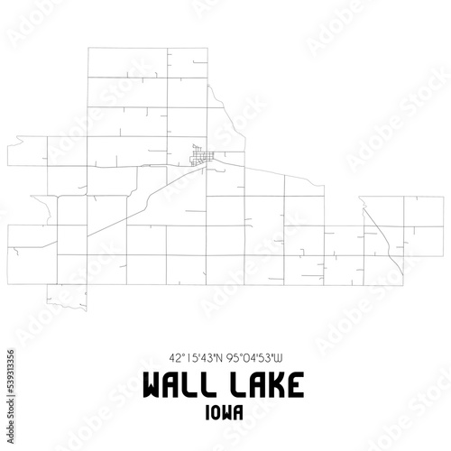 Wall Lake Iowa. US street map with black and white lines.