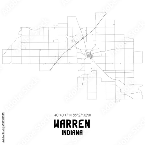 Warren Indiana. US street map with black and white lines. photo