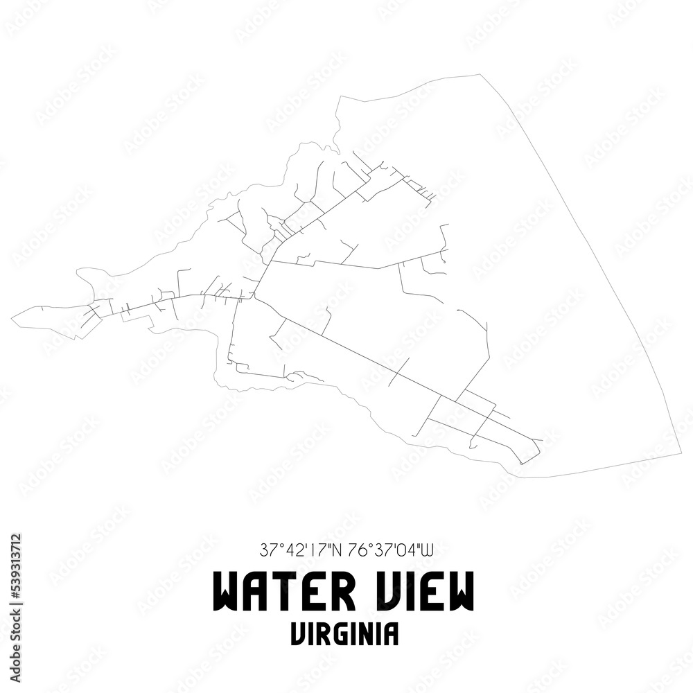 Water View Virginia. US street map with black and white lines. Water View Virginia. US street map with black and white lines.