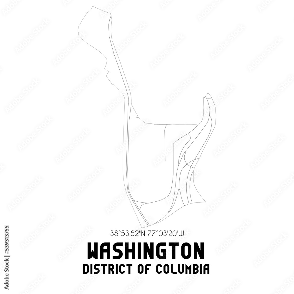 Washington District of Columbia. US street map with black and white lines.