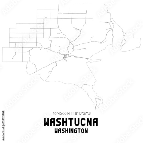 Washtucna Washington. US street map with black and white lines.