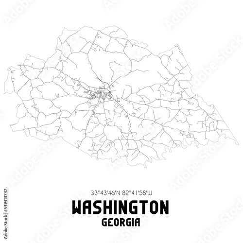 Washington Georgia. US street map with black and white lines.