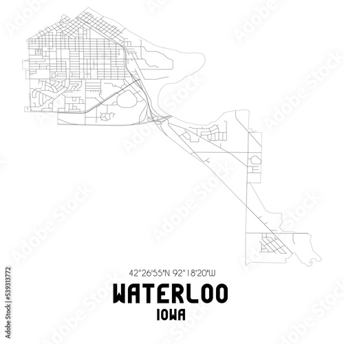 Waterloo Iowa. US street map with black and white lines. photo