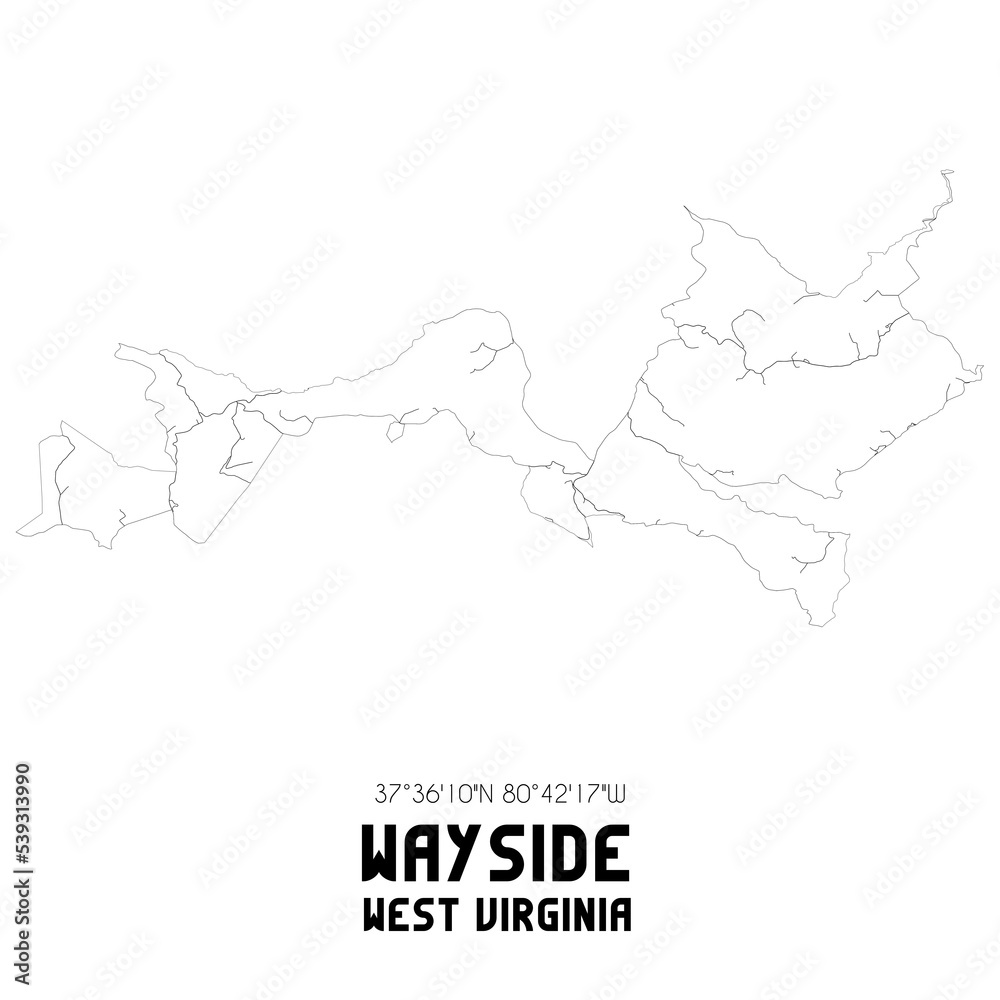 Wayside West Virginia. US street map with black and white lines. Wayside West Virginia. US street map with black and white lines.