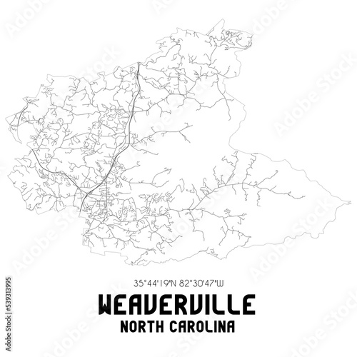 Weaverville North Carolina. US street map with black and white lines. photo