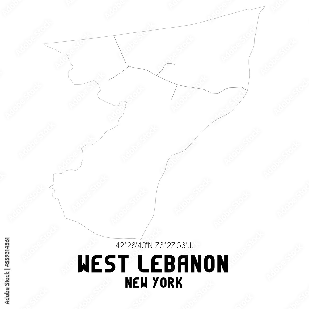 West Lebanon New York. US street map with black and white lines. West Lebanon New York. US street map with black and white lines.