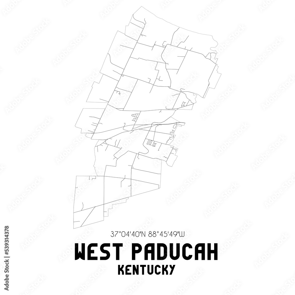 West Paducah Kentucky. US street map with black and white lines. West Paducah Kentucky. US street map with black and white lines.