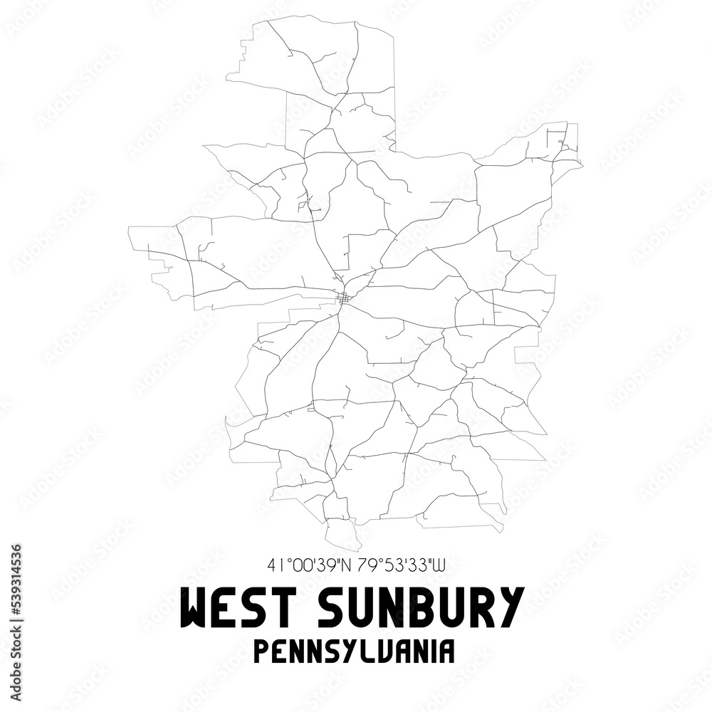 West Sunbury Pennsylvania. US street map with black and white lines. West Sunbury Pennsylvania. US street map with black and white lines.