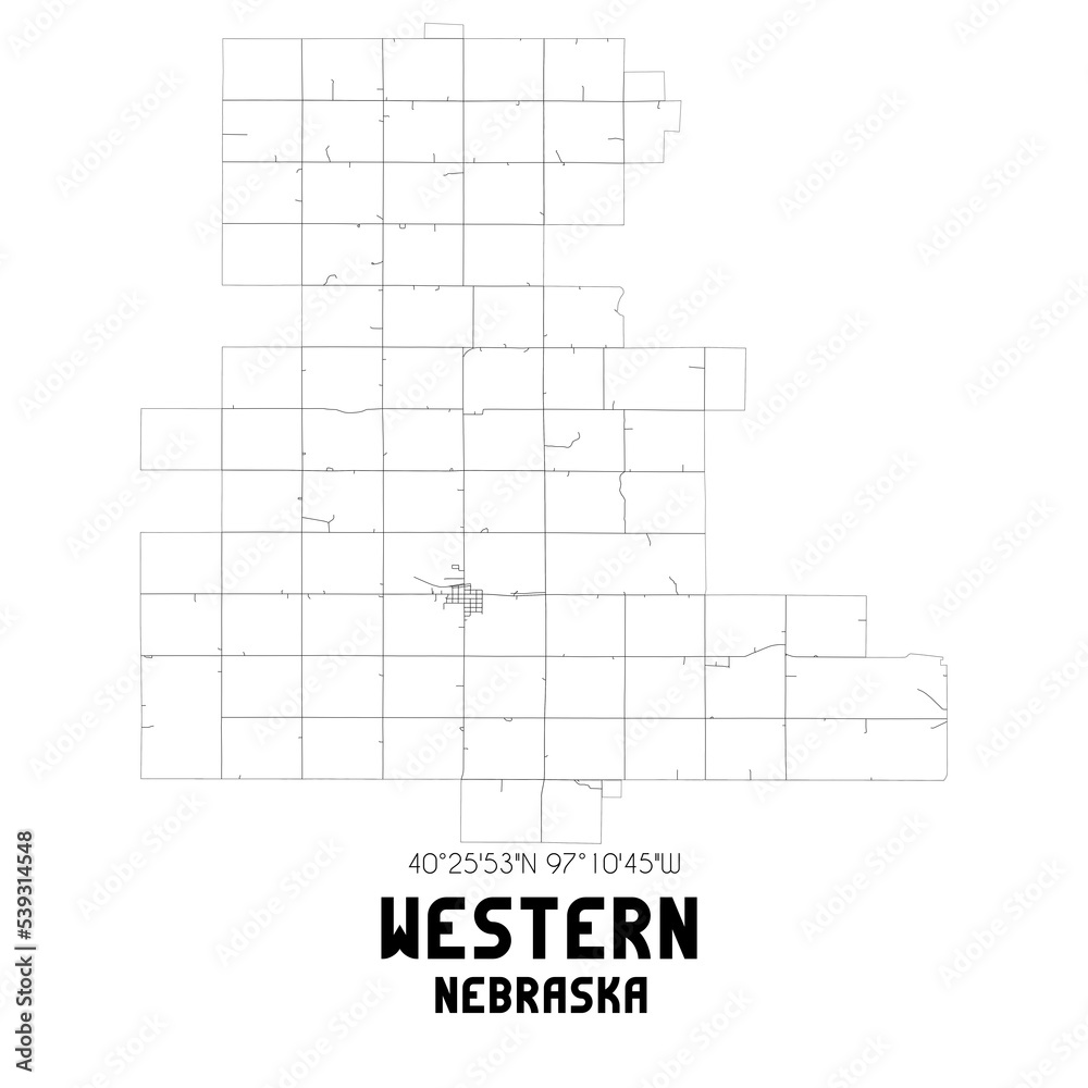 Western Nebraska. US street map with black and white lines. Western Nebraska. US street map with black and white lines.