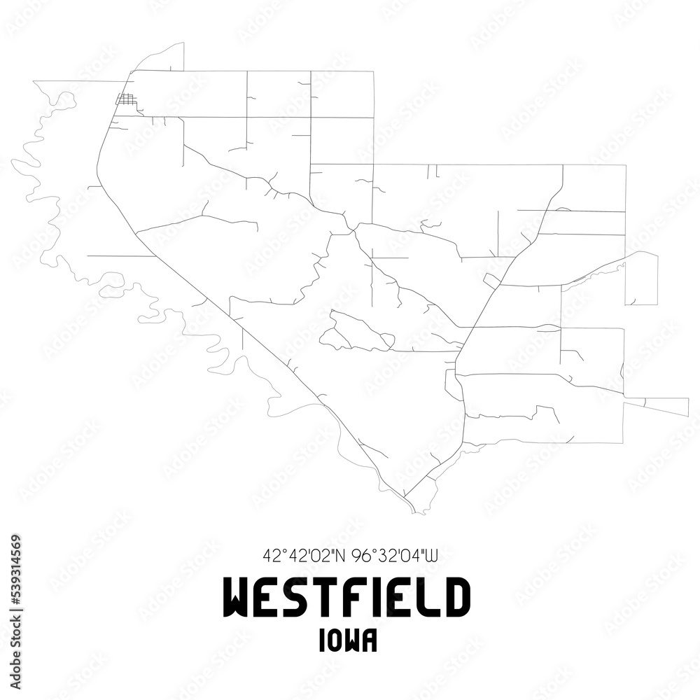 Westfield Iowa. US street map with black and white lines. Westfield Iowa. US street map with black and white lines.