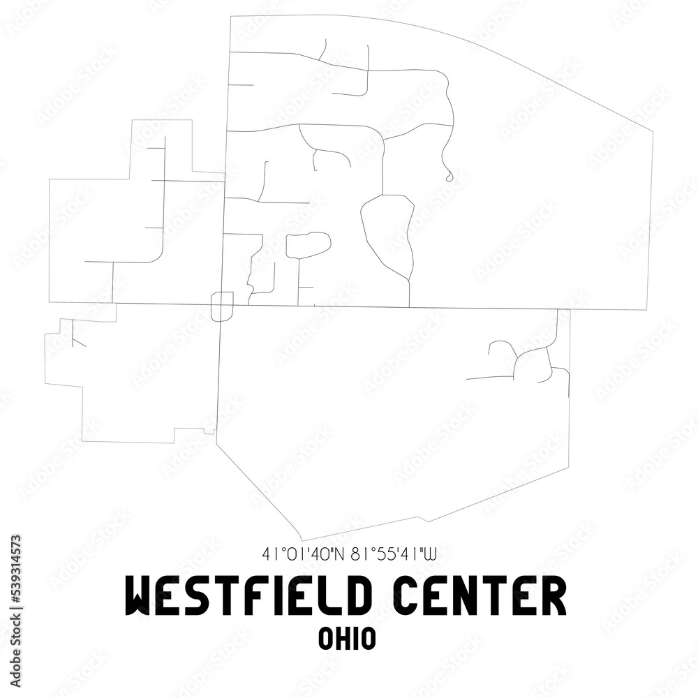 Westfield Center Ohio. US street map with black and white lines.