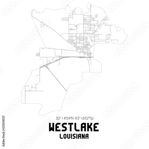 Westlake Louisiana. US street map with black and white lines. photo