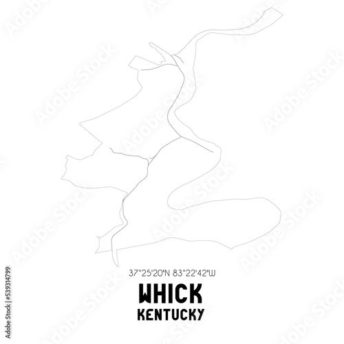 Whick Kentucky. US street map with black and white lines.