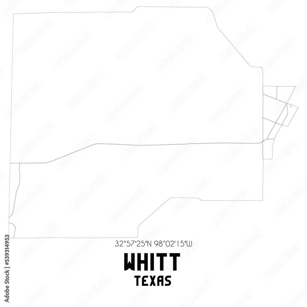 Whitt Texas. US street map with black and white lines. Whitt Texas. US street map with black and white lines.