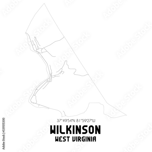 Wilkinson West Virginia. US street map with black and white lines.