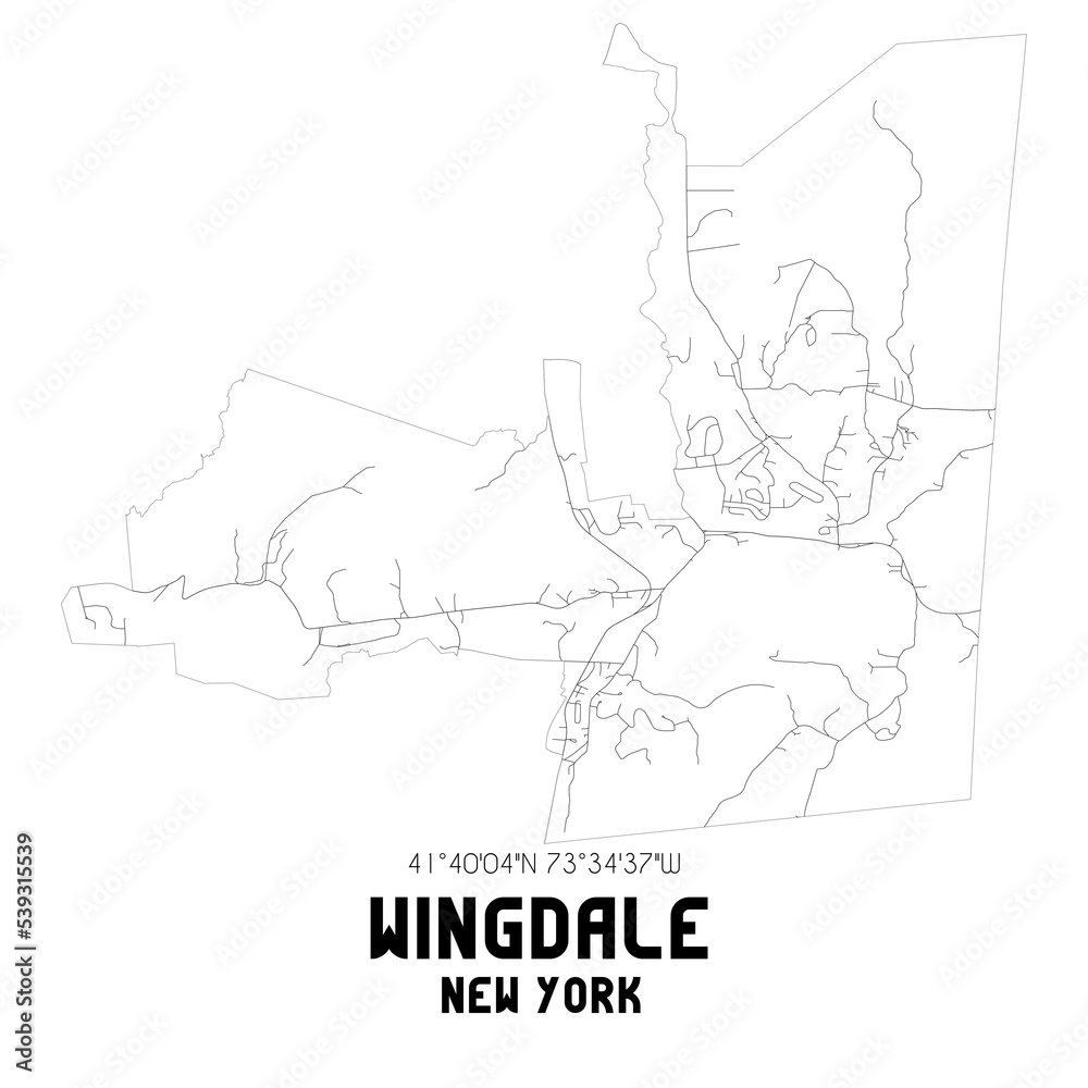 Wingdale New York. US street map with black and white lines.