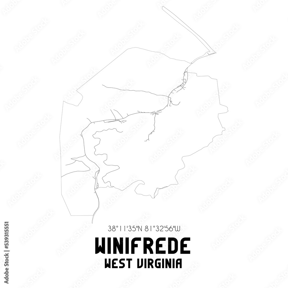 Winifrede West Virginia. US street map with black and white lines. Winifrede West Virginia. US street map with black and white lines.