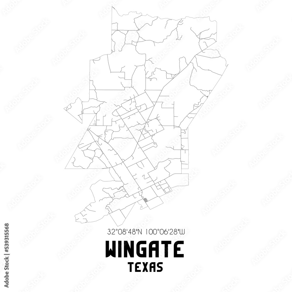 Fototapeta mapa świata dla dzieci Wingate Texas. US street map with