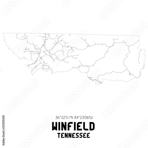Winfield Tennessee. US street map with black and white lines. photo