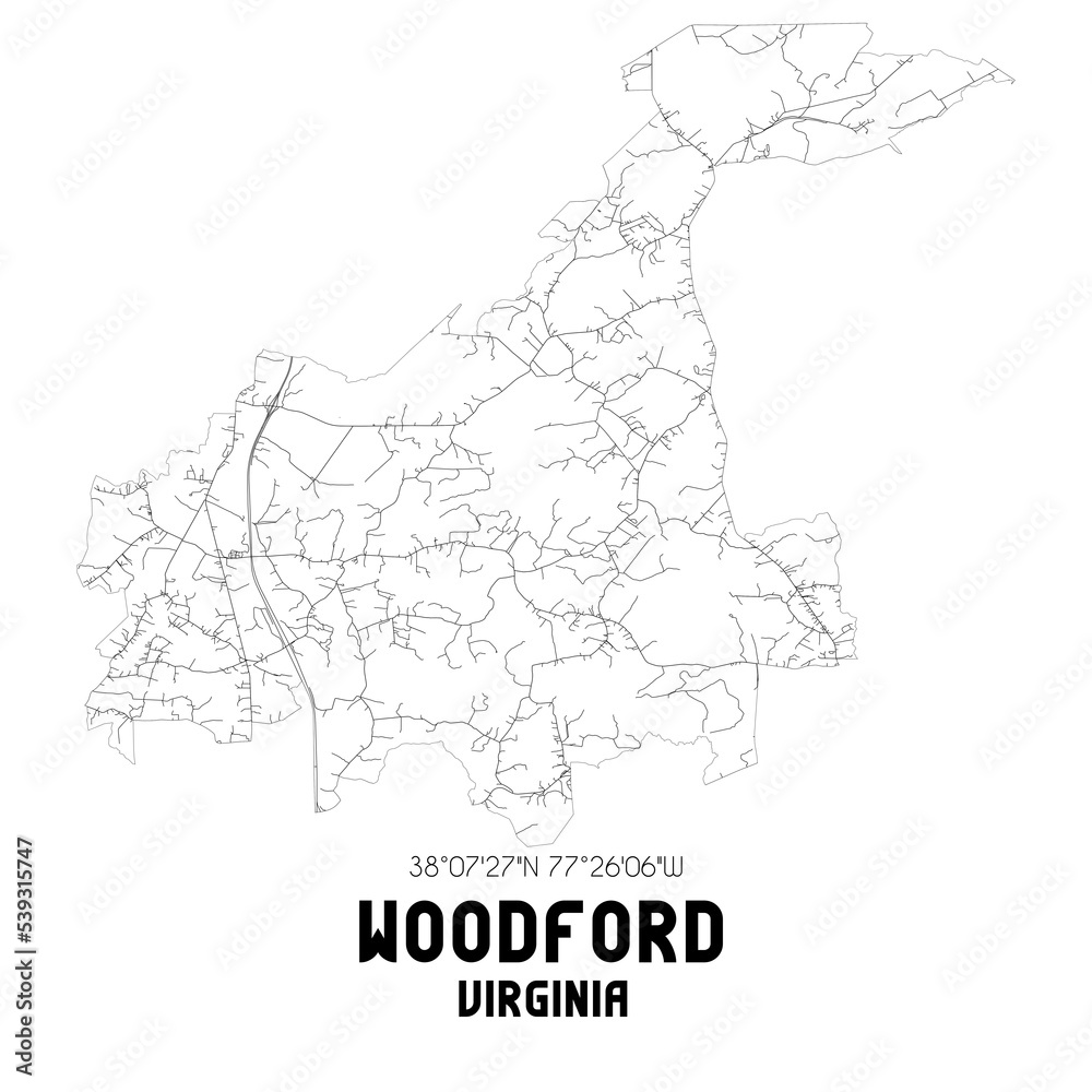 Fototapeta mapa świata dla dzieci Woodford Virginia. US street map with