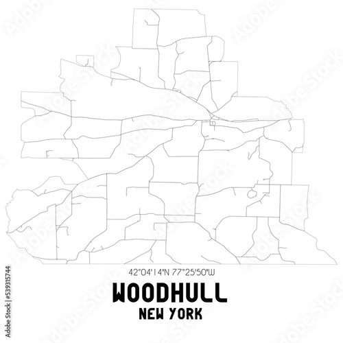 Woodhull New York. US street map with black and white lines.