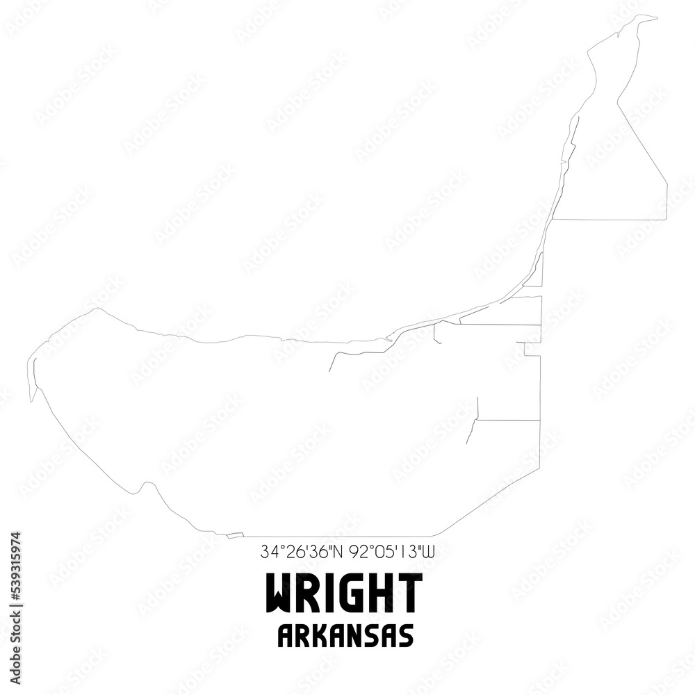 Wright Arkansas. US street map with black and white lines. Wright Arkansas. US street map with black and white lines.