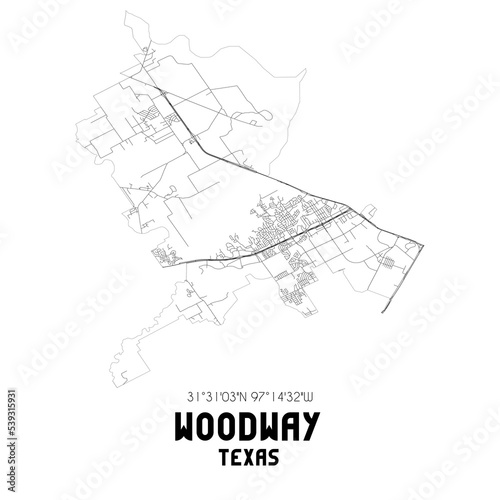 Woodway Texas. US street map with black and white lines. photo