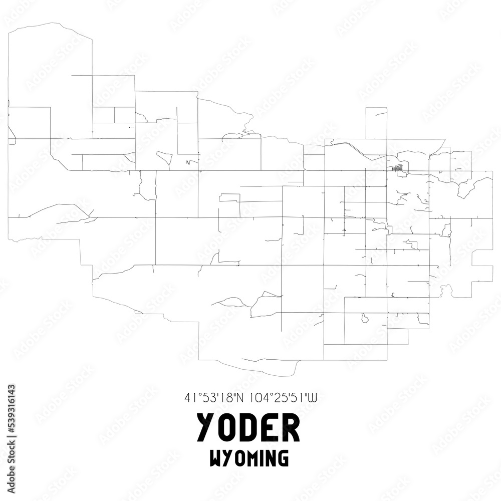 Yoder Wyoming. US street map with black and white lines. Yoder Wyoming. US street map with black and white lines.