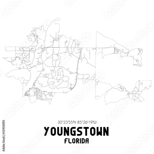 Youngstown Florida. US street map with black and white lines.