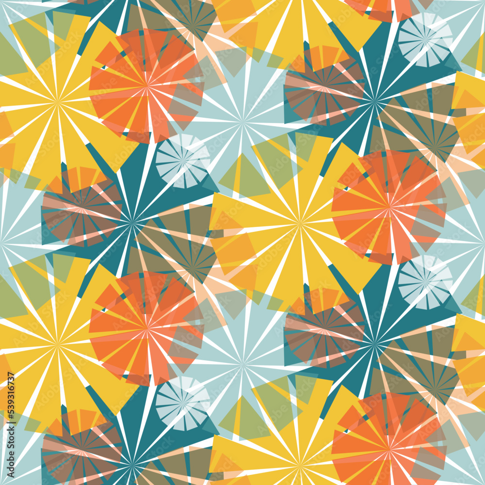 Seamless pattern emerald orange yellow umbel flower for textile design, vector illustration - obrazy, fototapety, plakaty 