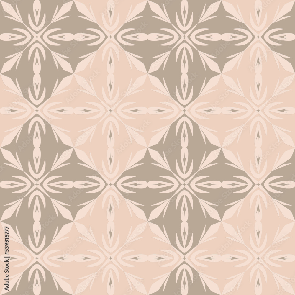 Gray beige carved arabic style seamless pattern, oriental motif art background