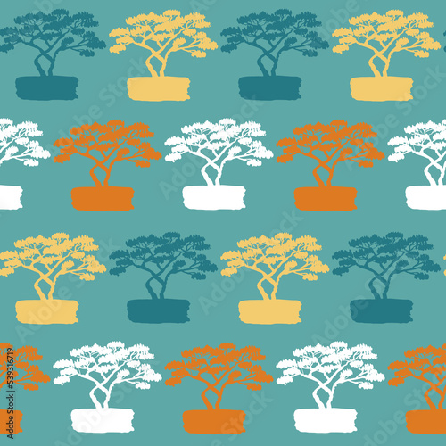 Saxaul on emerald background, decorative seamless pattern with desert tree for textile and decoration