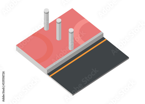 Pedestrian with pole bollards. Simple flat illustration in isometric view.
