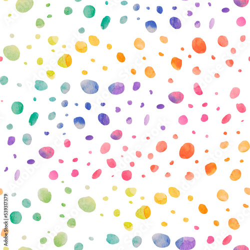 Seamless pattern with bright watercolor dots