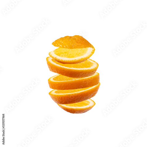 Sliced orange on a white background