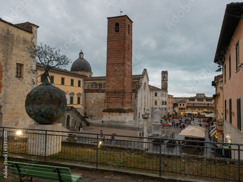 Pietrasanta   small town in  Tuscany main square with  Duomo Cathedral photo