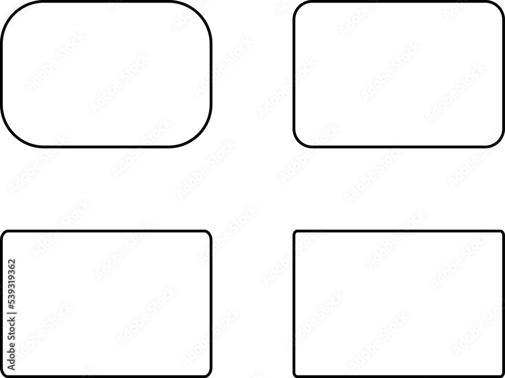 Geometric shapes quadrangle, circle icons collection, sharp and slightly rounded version Geometric shapes quadrangle, circle icons collection, sharp and slightly rounded version