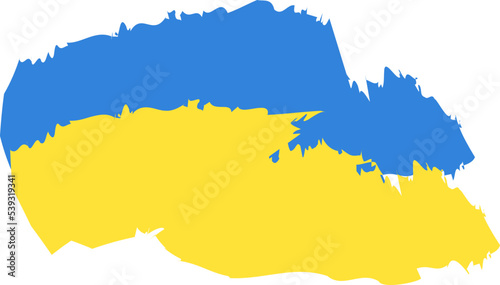 Grunge Brush Stroke With National Flag Of Ukraine.  shape icon with colors of Ukrainian flag. Ukraine crisis concept. Vector illustration Isolated on white background