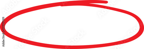 Red circle  pen draw. Highlight hand drawing different circles isolated on background. Handwritten red circle. For marking text  numbers  marker pen  pencil  logo and text check  vector illustration