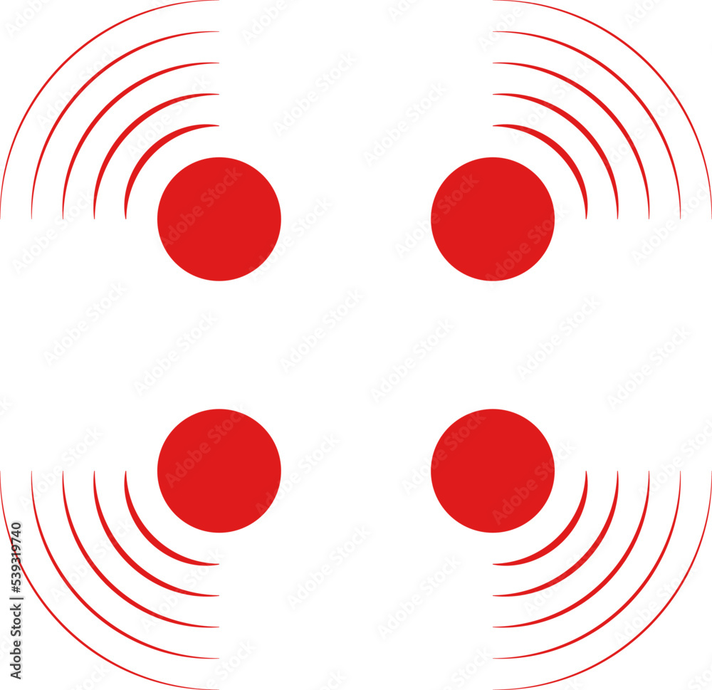 Pain icon with point and red waves. Target and coverage of ache. Circle ...