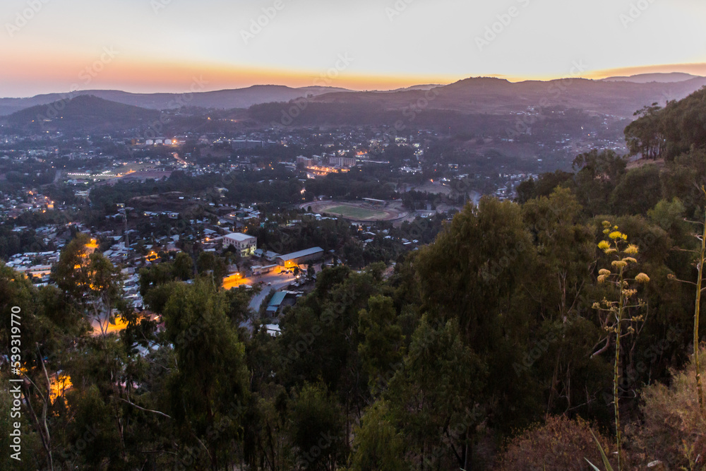 Sunset aerial view of Gondar, Ethiopia