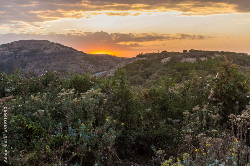 Sunset in Simien mountains, Ethiopia