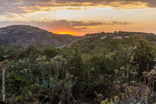 Sunset in Simien mountains, Ethiopia