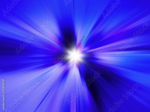 blue colorful, bright speed lines. Motion blur background graphic style. The light speeds from the center of the image and radiates to the side.
