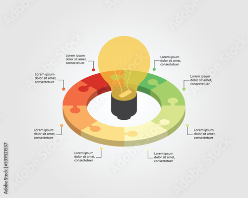 light burb idea template for infographic for presentation for 8 element