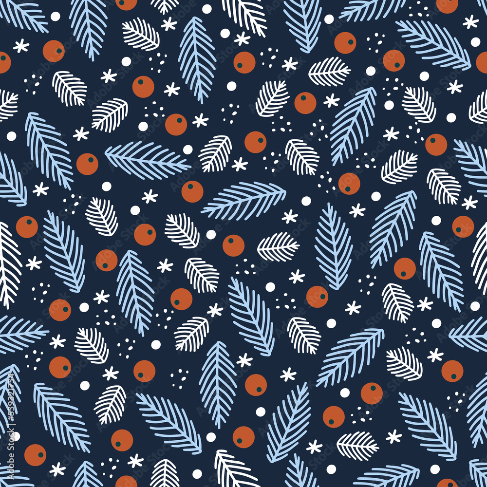 Vector simple Seamless Christmas and New Year`s pattern. Winter and Christmas elements. Wrap for gifts. Vector illustration. Doodle style. Vector simple Seamless Christmas and New Year`s pattern. Winter and Christmas elements. Wrap for gifts. Vector illustration. Doodle style.