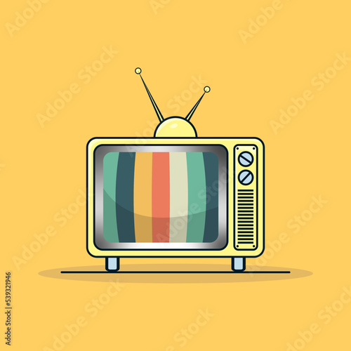 Vintage old TV retro television simple illustration design retro tv set