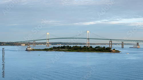 View of the Claiborne Pell Newport Bridge from the harbour. photo
