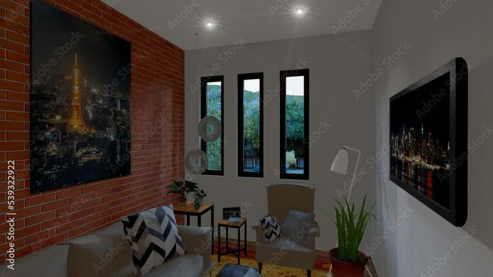 Sala con muro de tabique con un diseño moderno, arquitectura mexicana ...